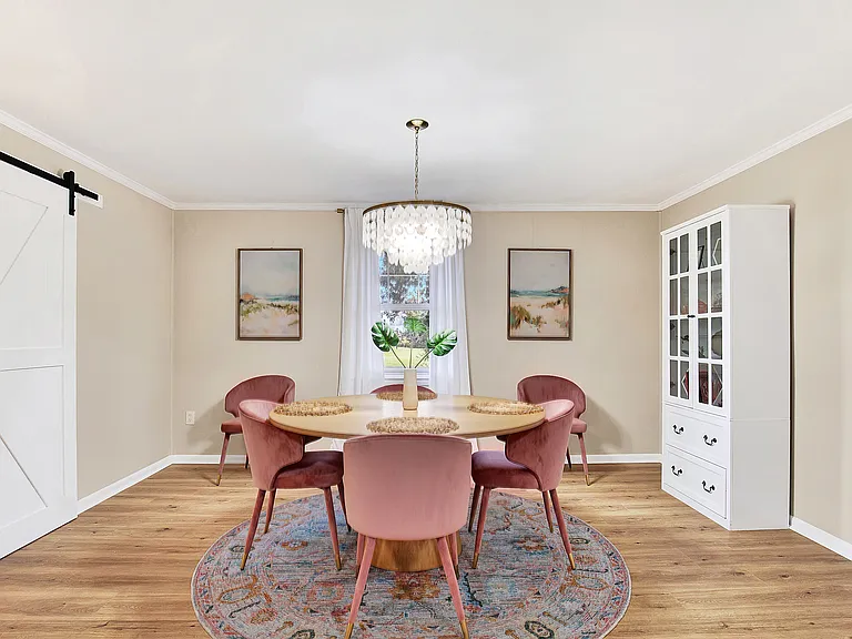 Large dining area with seating for 6