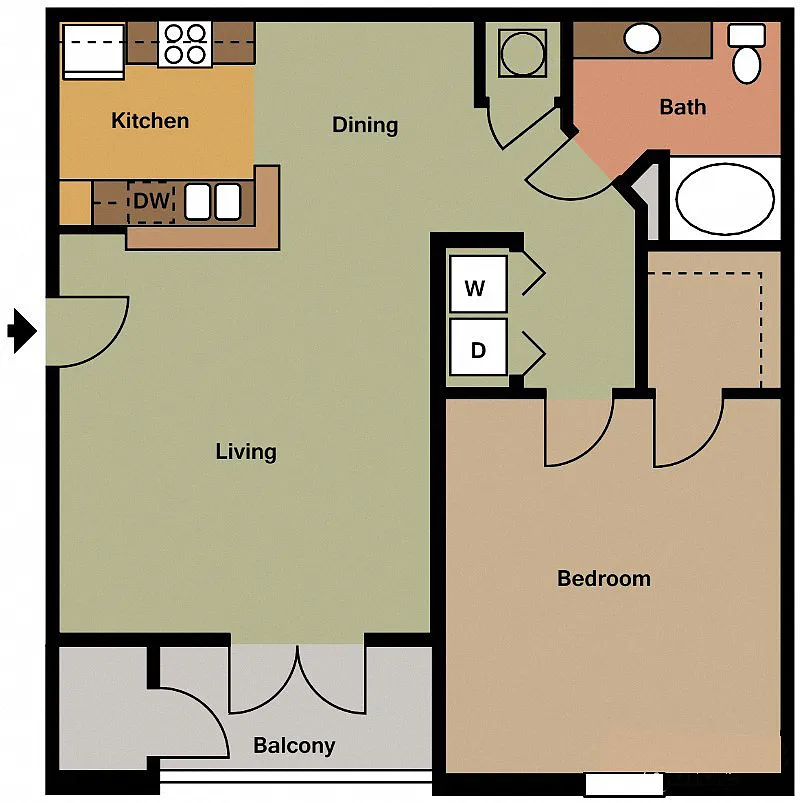 Floor plan Londonderry- Large 1 BR 1 BATH