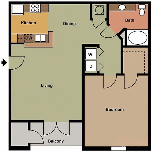 Floor plan Londonderry- Large 1 BR 1 BATH
