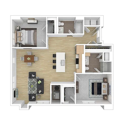 Floor plan Two Bedroom Two Bathroom 2H
