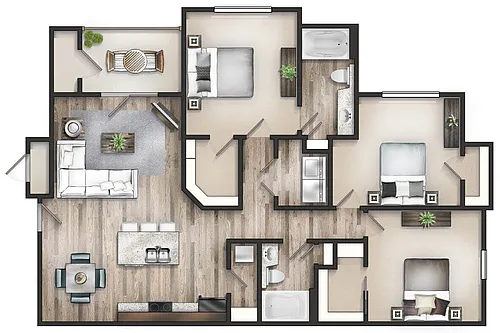 Floor plan The Onewood with Patio