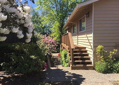 Entry to unit is up past the stairs