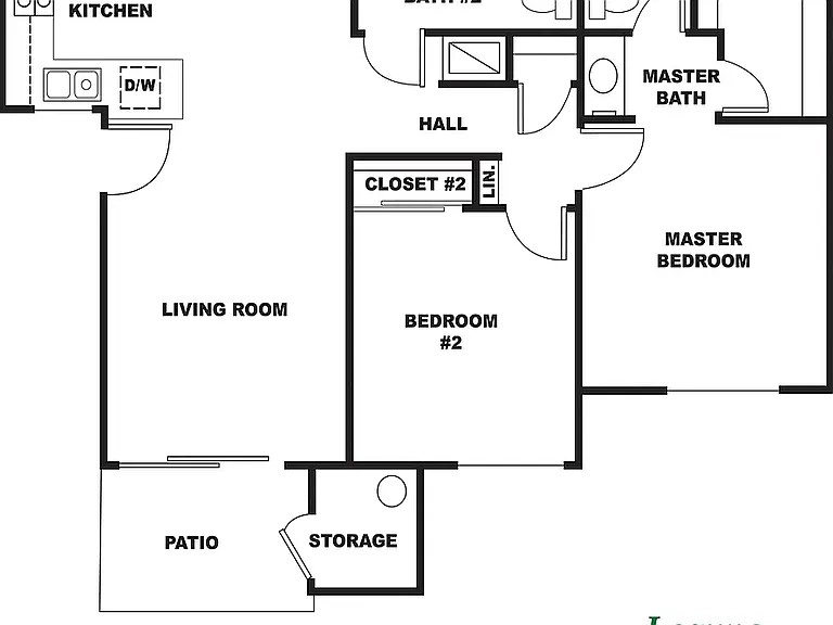Laguna - 2x2 traditional - super large walk in closet in the master bedroom and smaller bedroom as a wall to wall closet