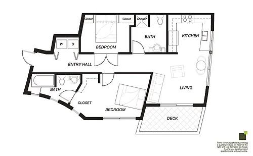 Floor plan Two Bedroom 2 Bath