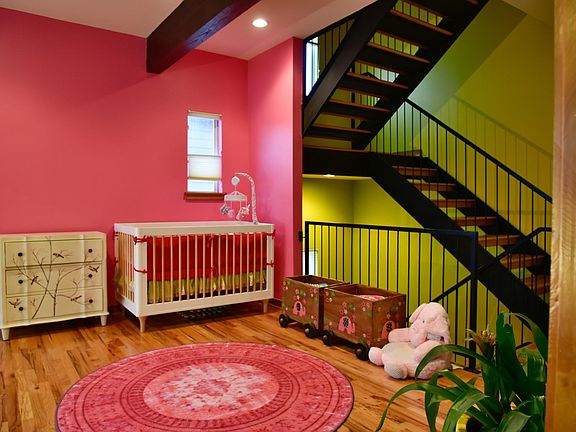 Third floor has 2 bedrooms. One room is open concept and large enough for two separate spaces. Current owners used it as master bathroom with a baby room right next to it.