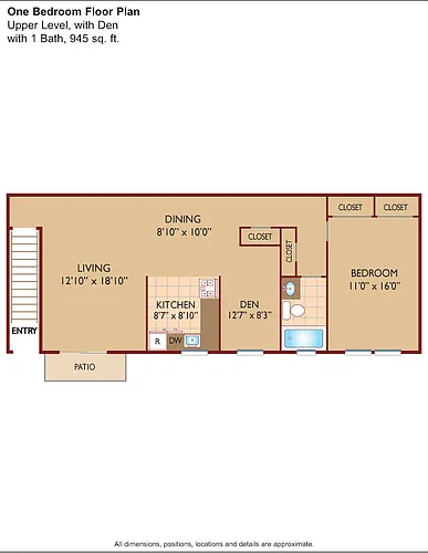Floor plan $2.14/sq.ft. - One Bedroom Den