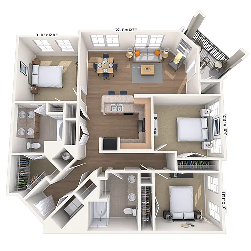 Floor plan Traditional 3x2 1405 SF