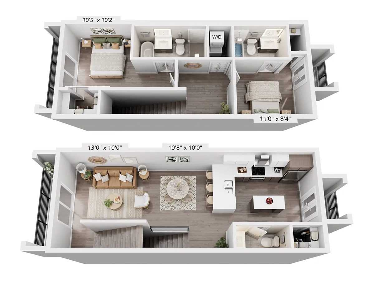 Floor plan 2 Bed, 2.5 Bath