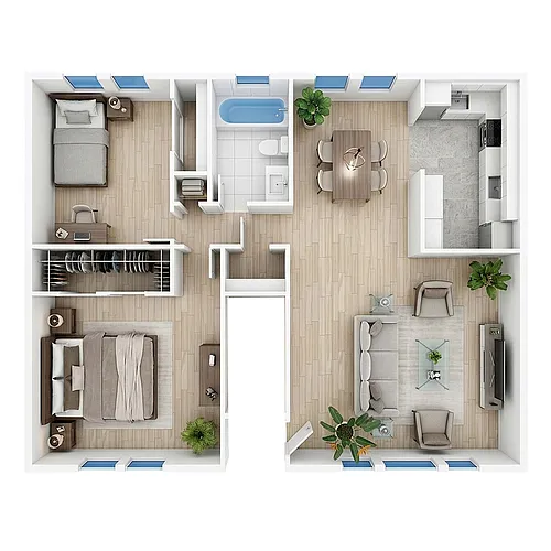 Floor plan 2 Bedroom 1 Bathroom