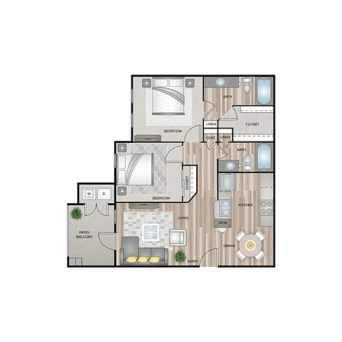 Floor plan B1 - Two Bedrooms Two Bathrooms