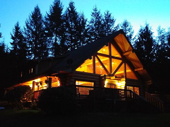 Orange light spills at night