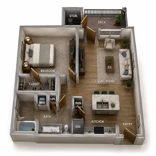 Floor plan One Bedroom Deluxe