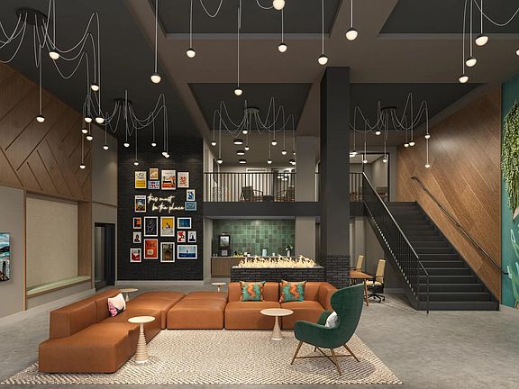 Hotel-inspired lobby at Modera Westside Trail.