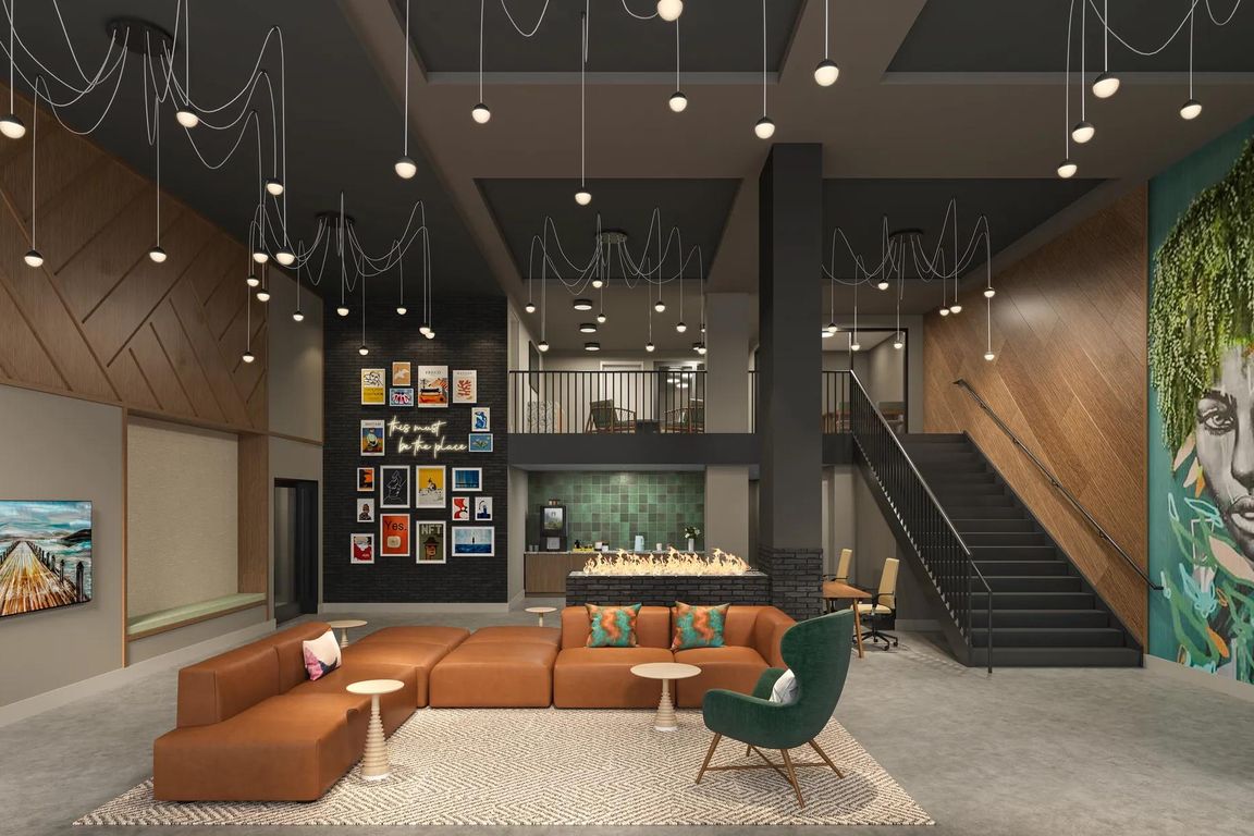 Hotel-inspired lobby at Modera Westside Trail.