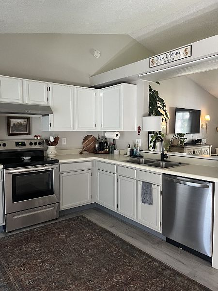 Some of the kitchen. Refrigerator and large eating area not shown.
