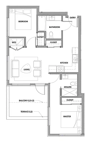 Floor plan 2 Bed 2 Bath E
