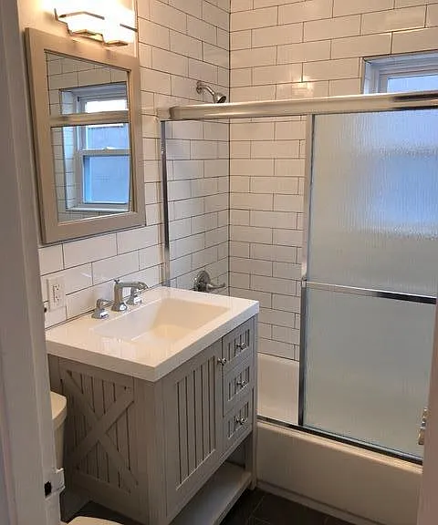 bathroom. completely re-grouted, retiled