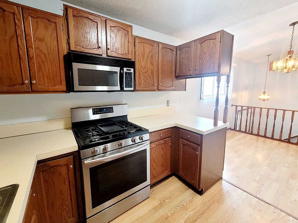 Kitchen open to dining area
