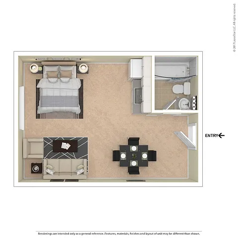 Floor plan 0 X 1 Studio Woodbridge Apartments North