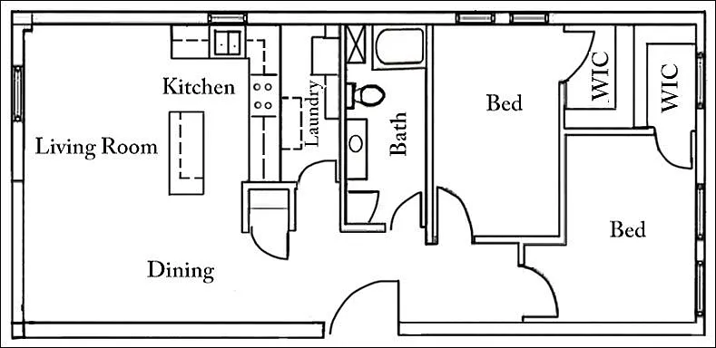 Floor plan 2 Bed 1 Bath | 1175 sqft