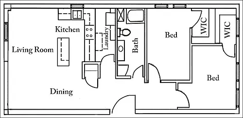 Floor plan 2 Bed 1 Bath | 1175 sqft