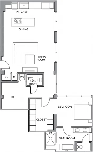 Floor plan 1 Bed/1 Bath-1450
