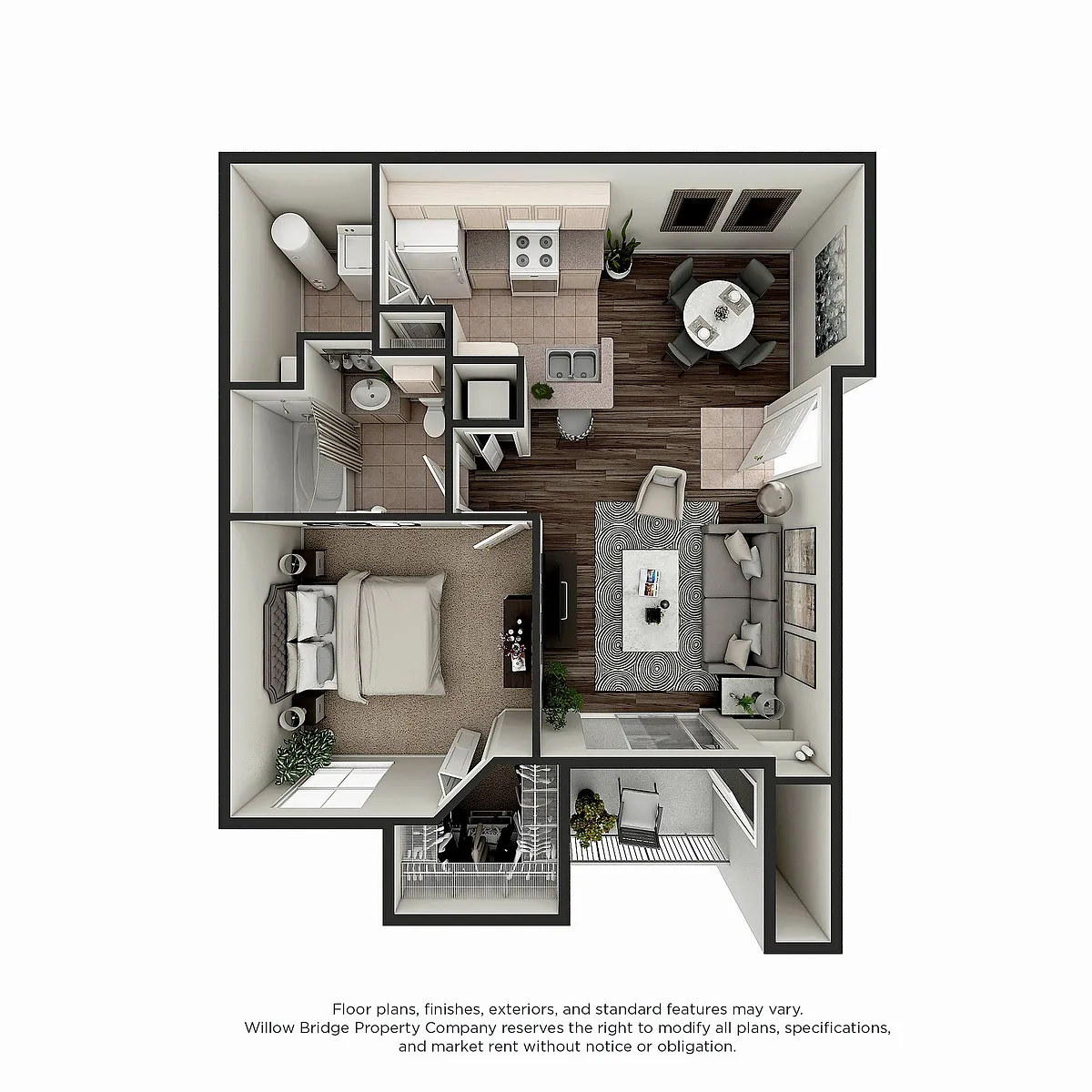 Floor plan Crestwood - 1 BR - 1 BA