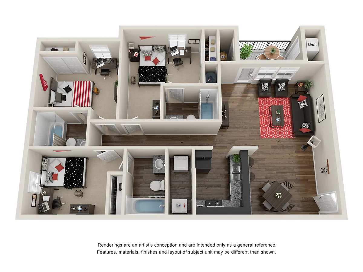 Floor plan 3 Bed 3 Bath Emerald
