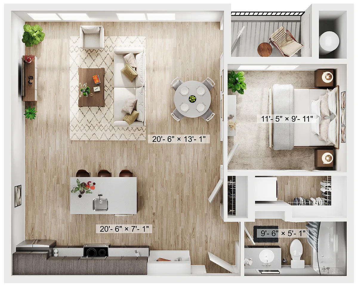 Floor plan 1BR/1BA - A5