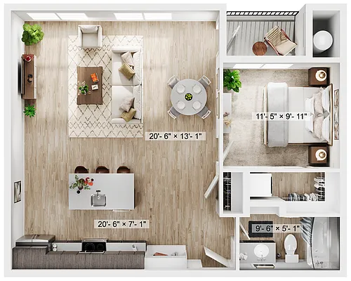 Floor plan 1BR/1BA - A5