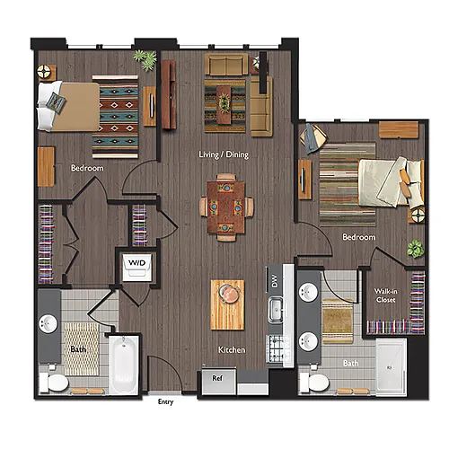 Floor plan Two Bedrooms/Two Bathrooms (C07)