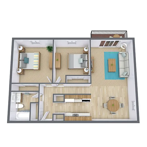 Floor plan Two Bedroom 21A