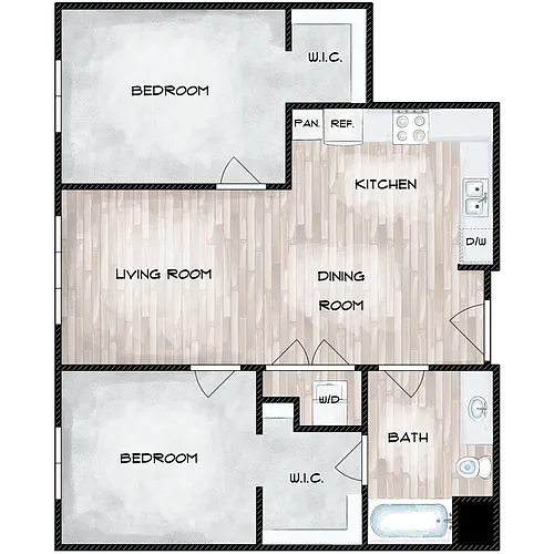 Floor plan 2 Bed 1 Bath