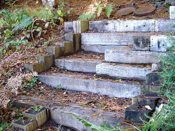 Back steps down hill