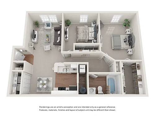 Floor plan Two Bed, One Bath