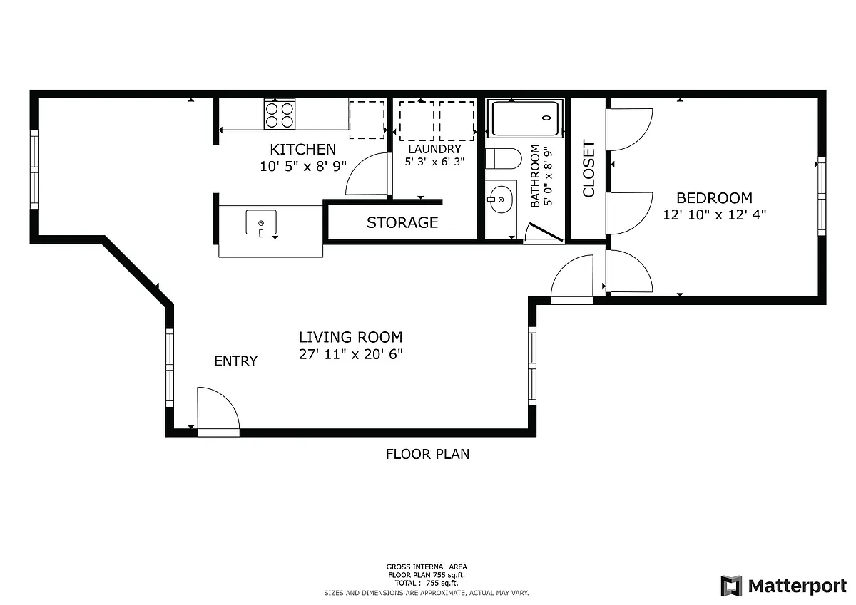 Floor plan 1 bedroom 1 bath