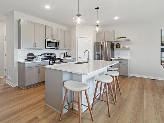 Kitchen with pendant lights