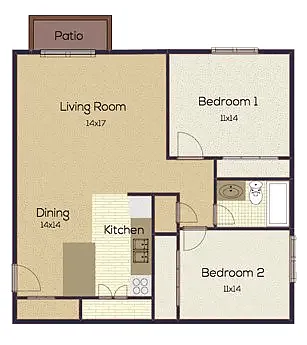 Floor plan 2 Bed-M