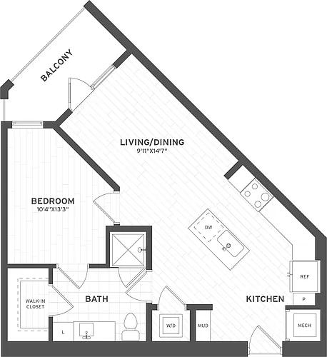Floor plan 1 Bed/1 Bath-A1.7