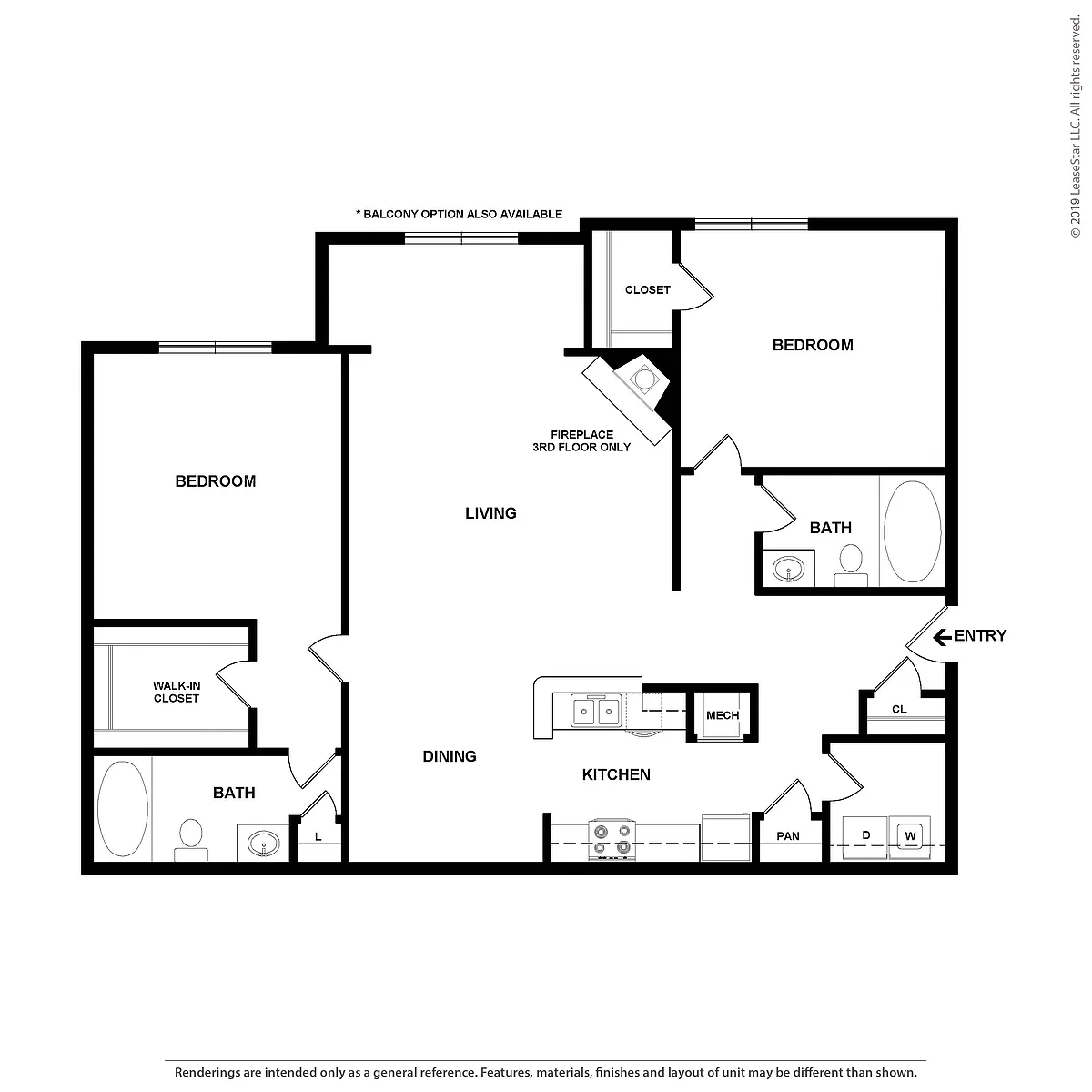 Floor plan 2 Bed/2 Bath-B2