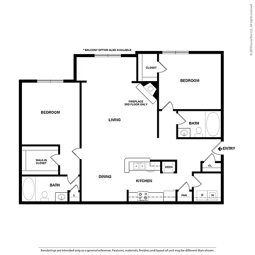 Floor plan 2 Bed/2 Bath-B2