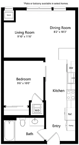 Floor plan U3 Urban One Bedroom