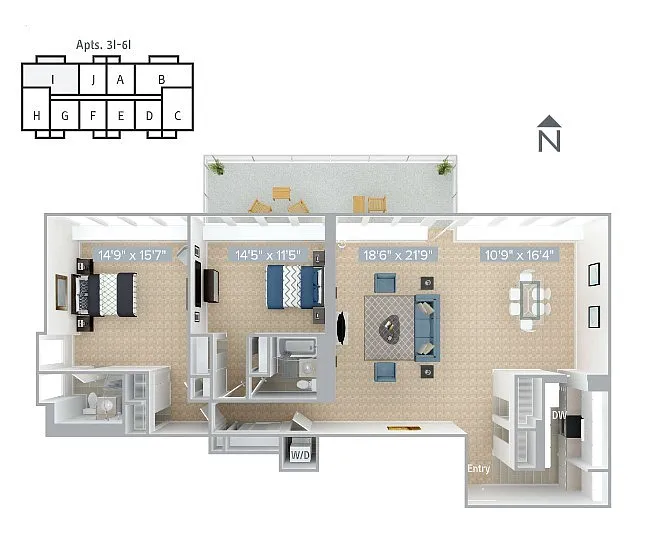 Floor plan B9-1400SF-3I-6I-Classic