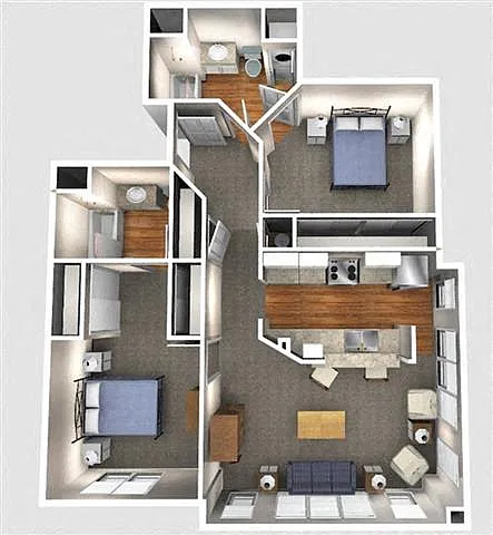 Floor plan 2 Bedroom 2D