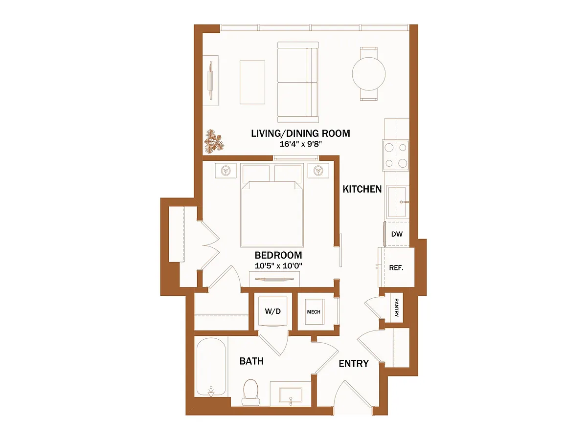 Floor plan A1.1 - Jr 1 Bed | 1 Bath