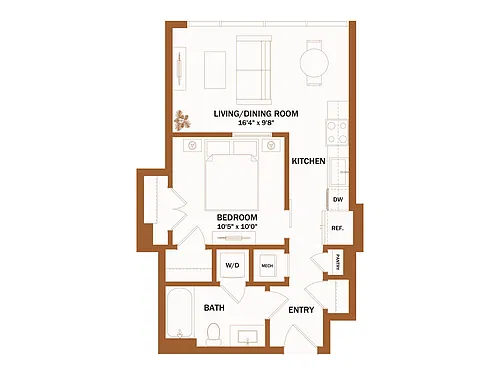 Floor plan A1.1 - Jr 1 Bed | 1 Bath