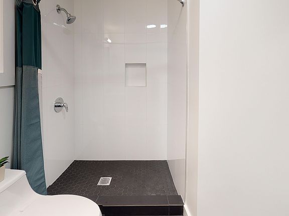 Bathroom with walk-in shower and toilet