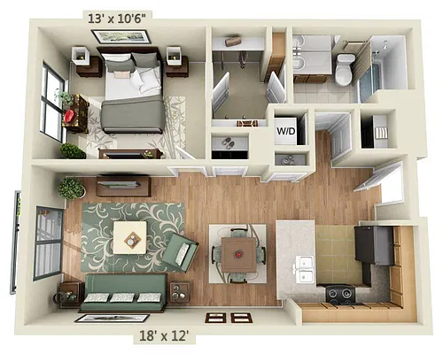 Floor plan 1 BEDROOM FLAT (A1G)