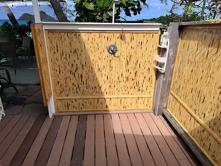 Outdoor hot-water shower: A favorite!
