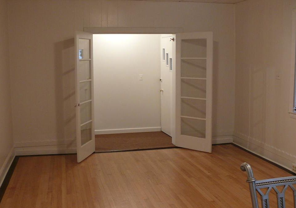 view of French Doors and entrance hallway from kitchen